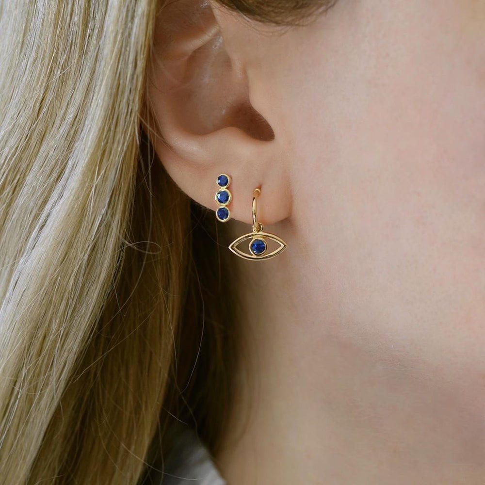 Sapphire Eye Hoops - 18k Gold - Ly