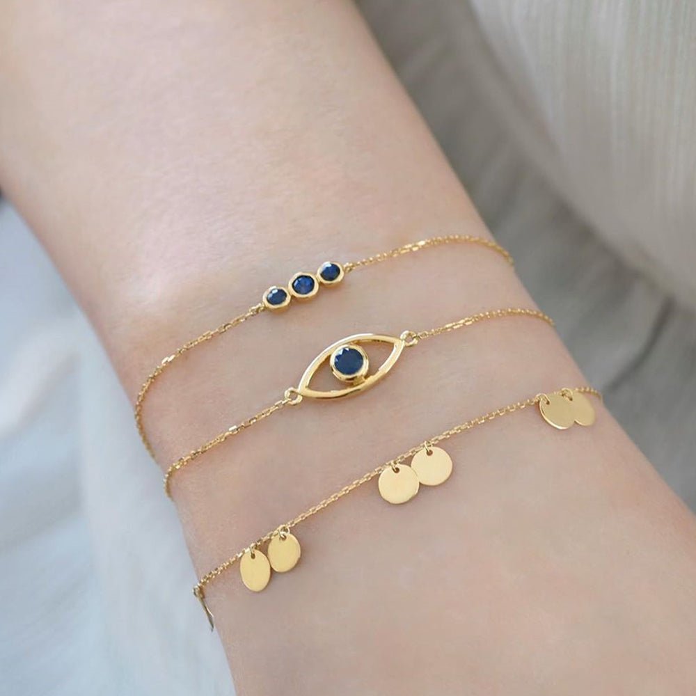 Sapphire Eye Hoops - 18k Gold - Ly