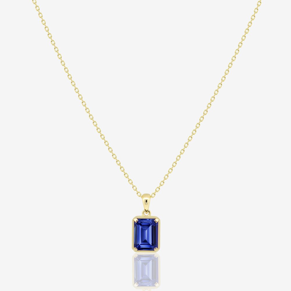 Sapphire Solitaire Necklace - 18k Gold - Ly