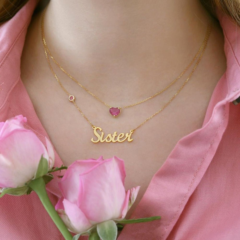 Sister Necklace in Pink Tourmaline - 18k Gold - Ly