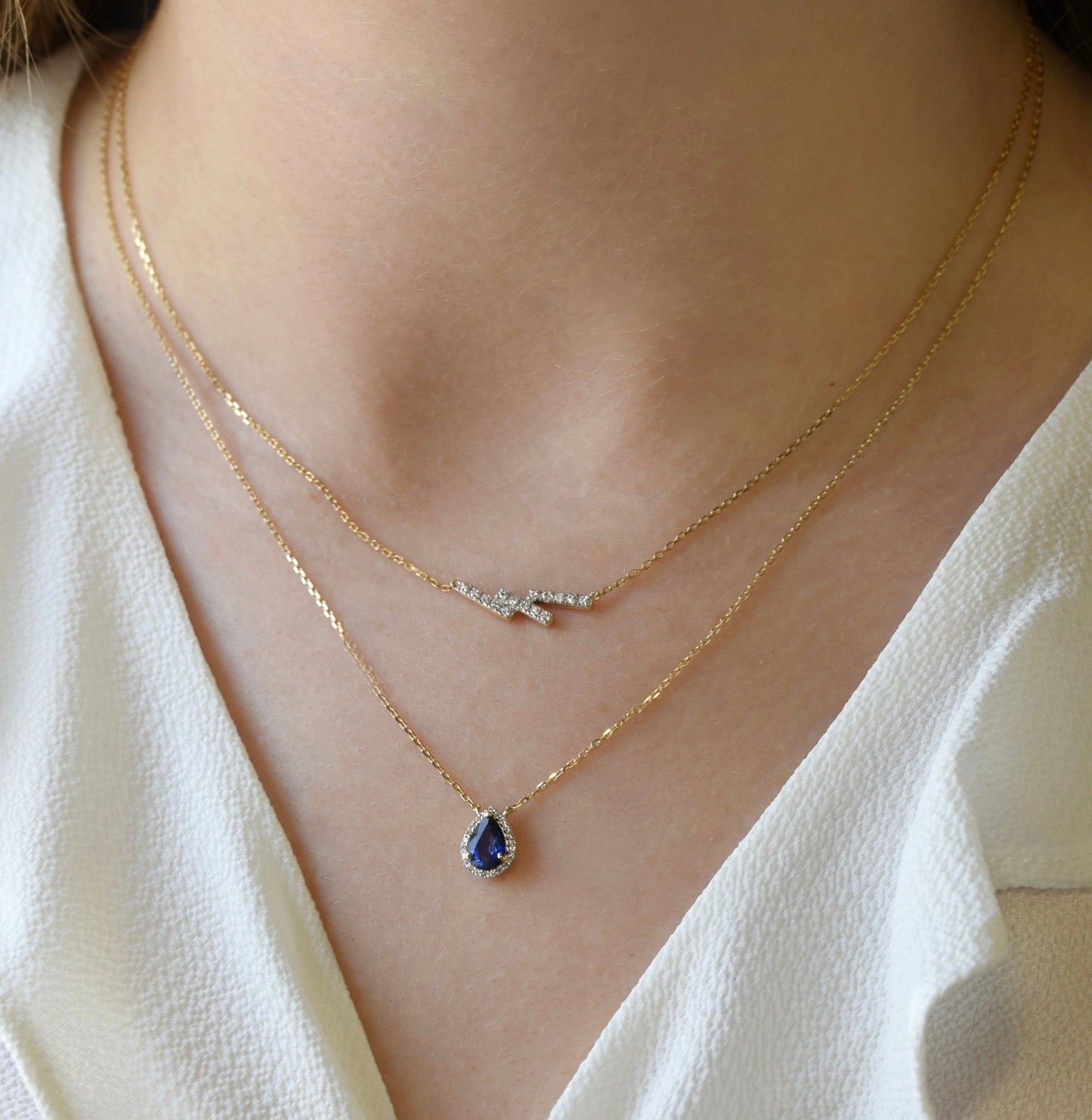 Skye Necklace in Diamond - 18k Gold - Lynor