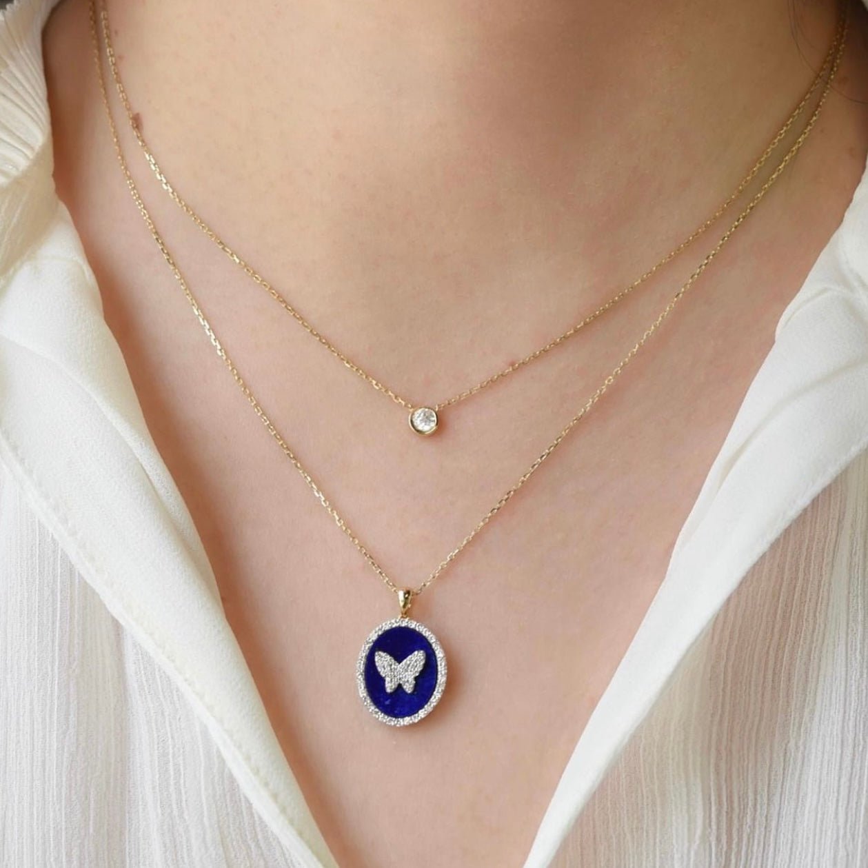 Solitaire Necklace in Diamond - 18k Gold - Lynor