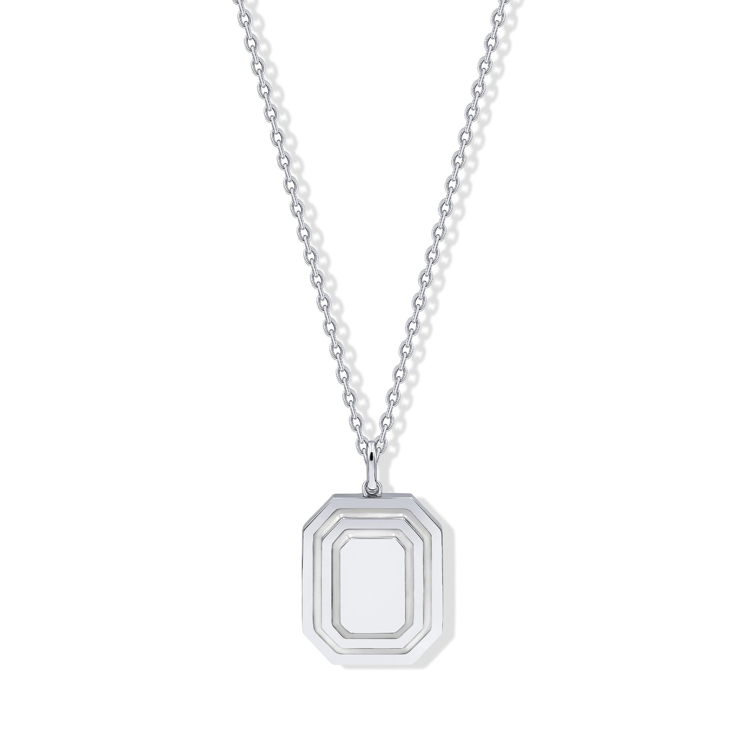 Ted Necklace, White Enamel - Platinum - for Him - 18k Gold - Lynor