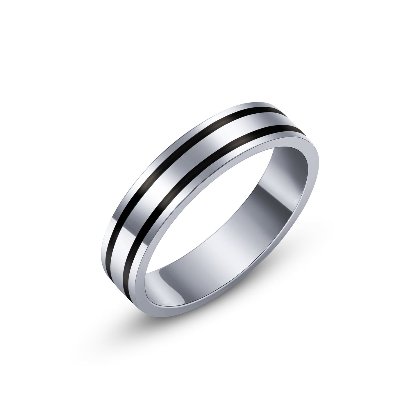 Ted Ring , Black Enamel - Platinum, for him - 18k Gold - Lynor