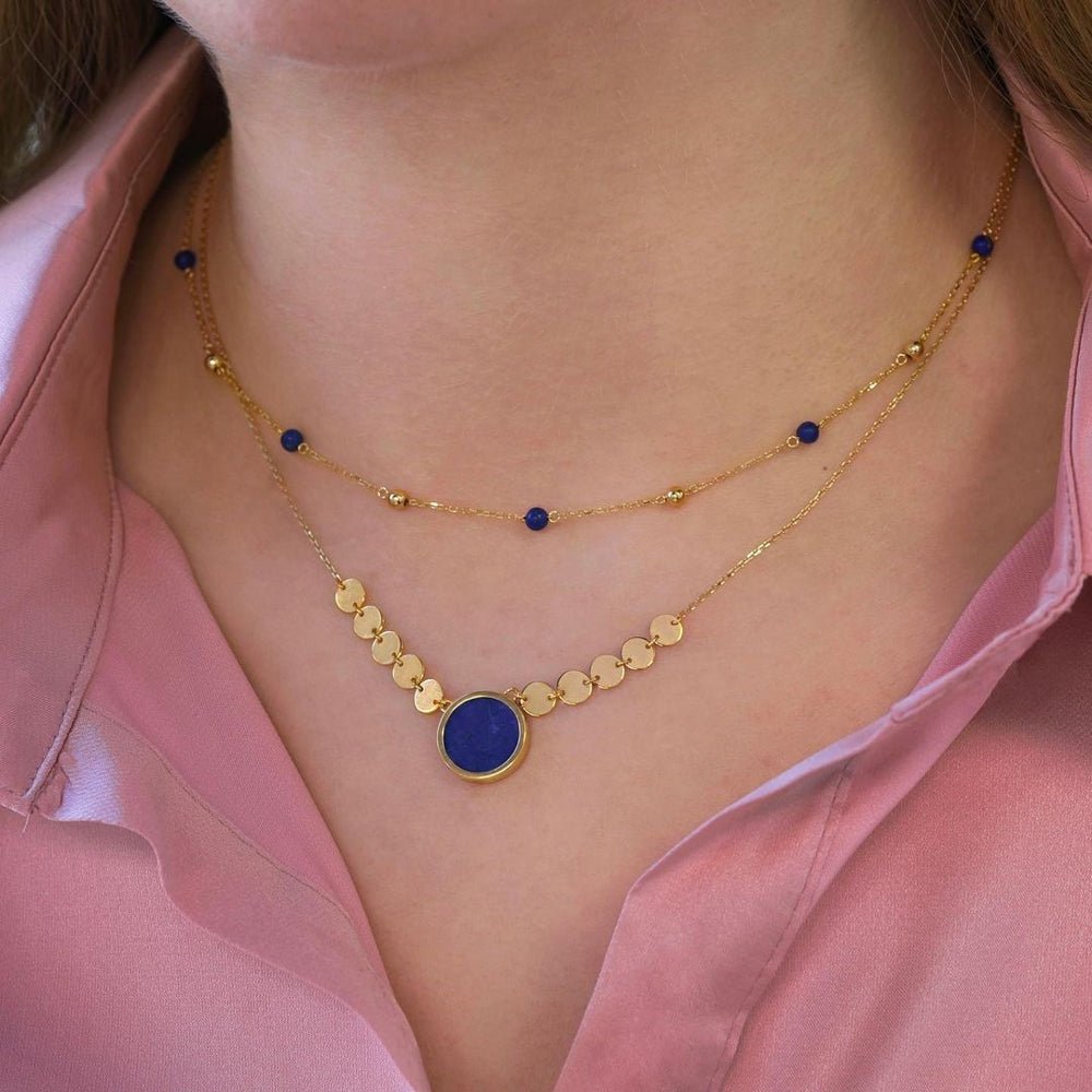 Tigri Lunas Necklace in Lapis Lazuli - 18k Gold - Ly