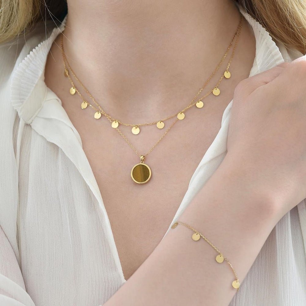 Tigri Necklace in Tiger Eye - 18k Gold - Ly