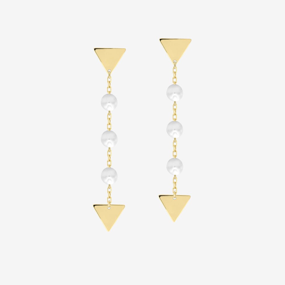 Triangle Drop Earrings in Pearl - 18k Gold - Ly