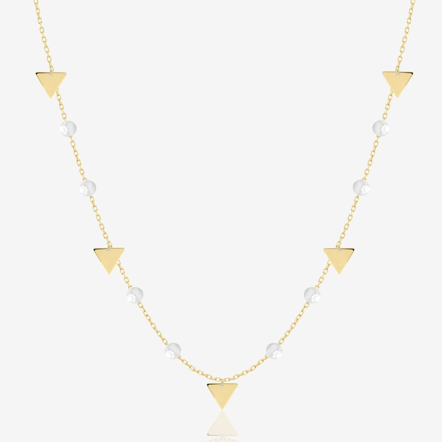 Triangles Necklace in Pearl - 18k Gold - Ly