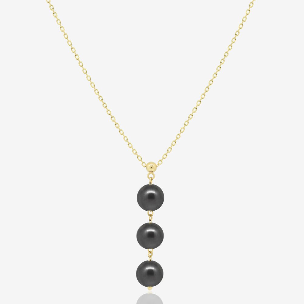 Triple Black Pearl Necklace - 18k Gold - Ly