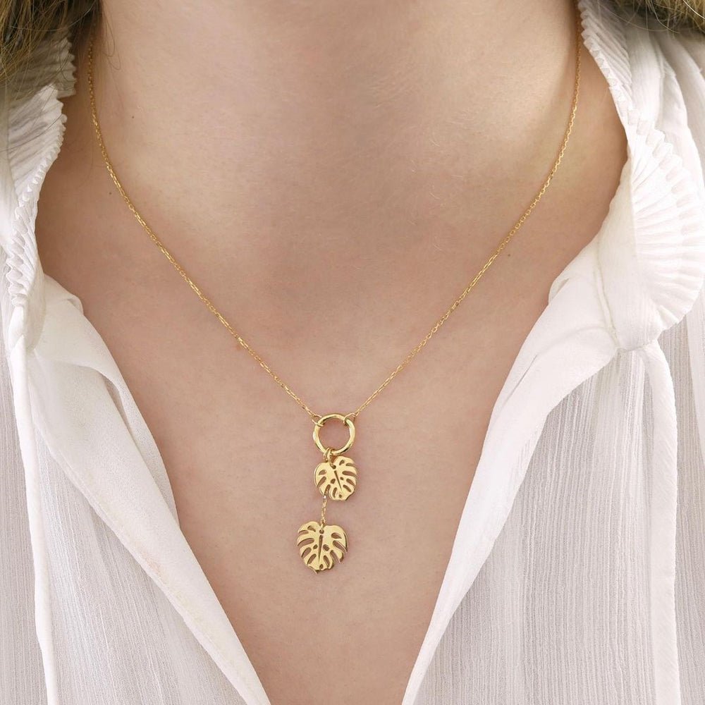 Twin Monstera Necklace - 18k Gold - Ly