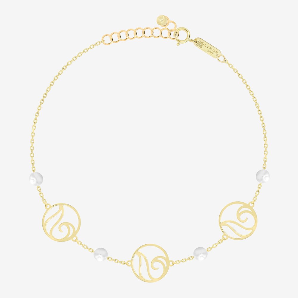 Waves Bracelet in Freshwater Pearl - 18k Gold - Ly