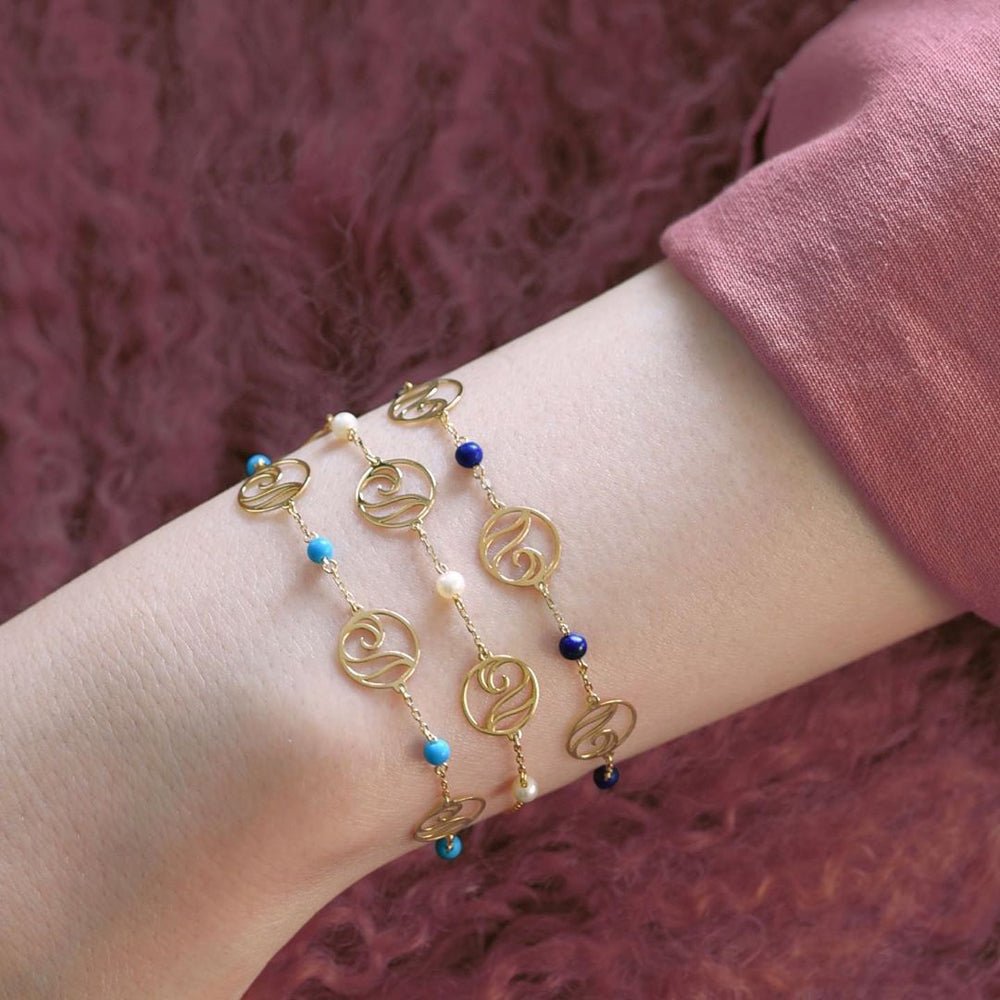Waves Bracelet in Lapiz Lazuli - 18k Gold - Ly