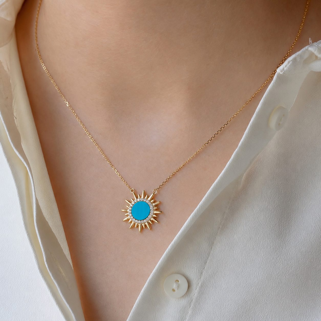Clara Necklace in Diamond and Turquoise