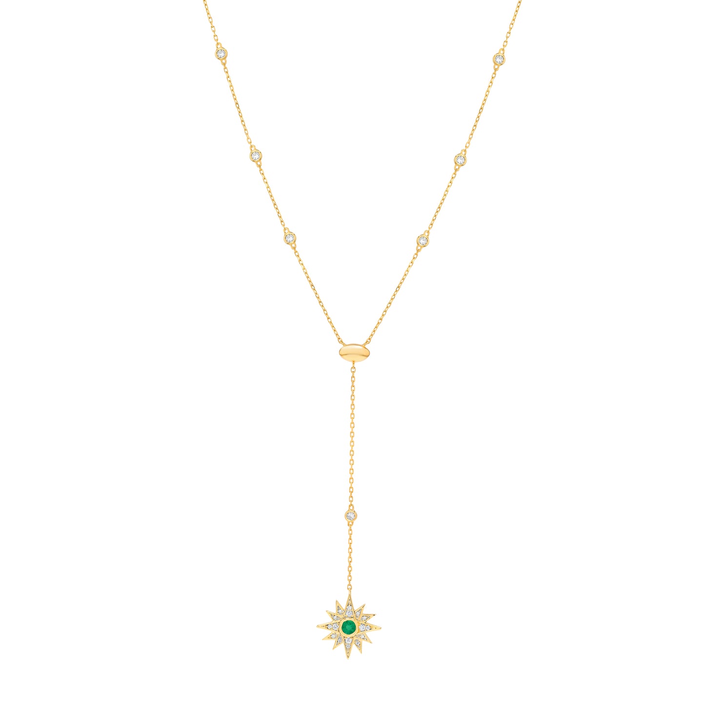 Astra Lariat Necklace in Diamond and Emerald