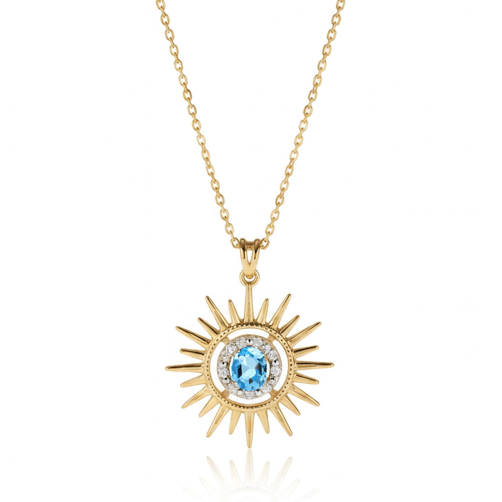 Aurore Sun Necklace in Diamond and Topaz