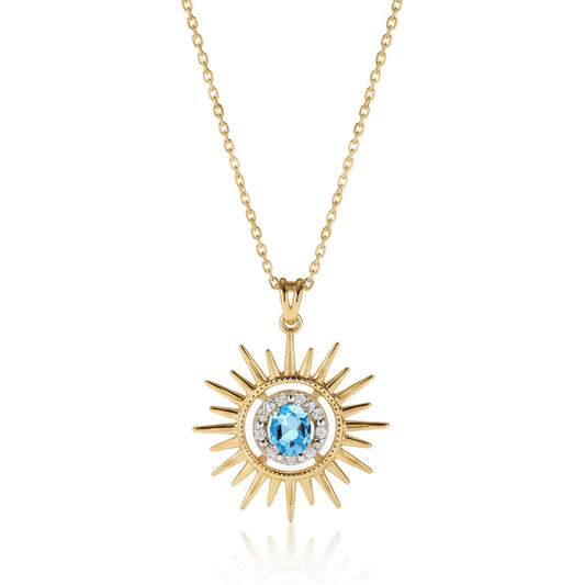 Aurore Sun Necklace in Diamond and Topaz