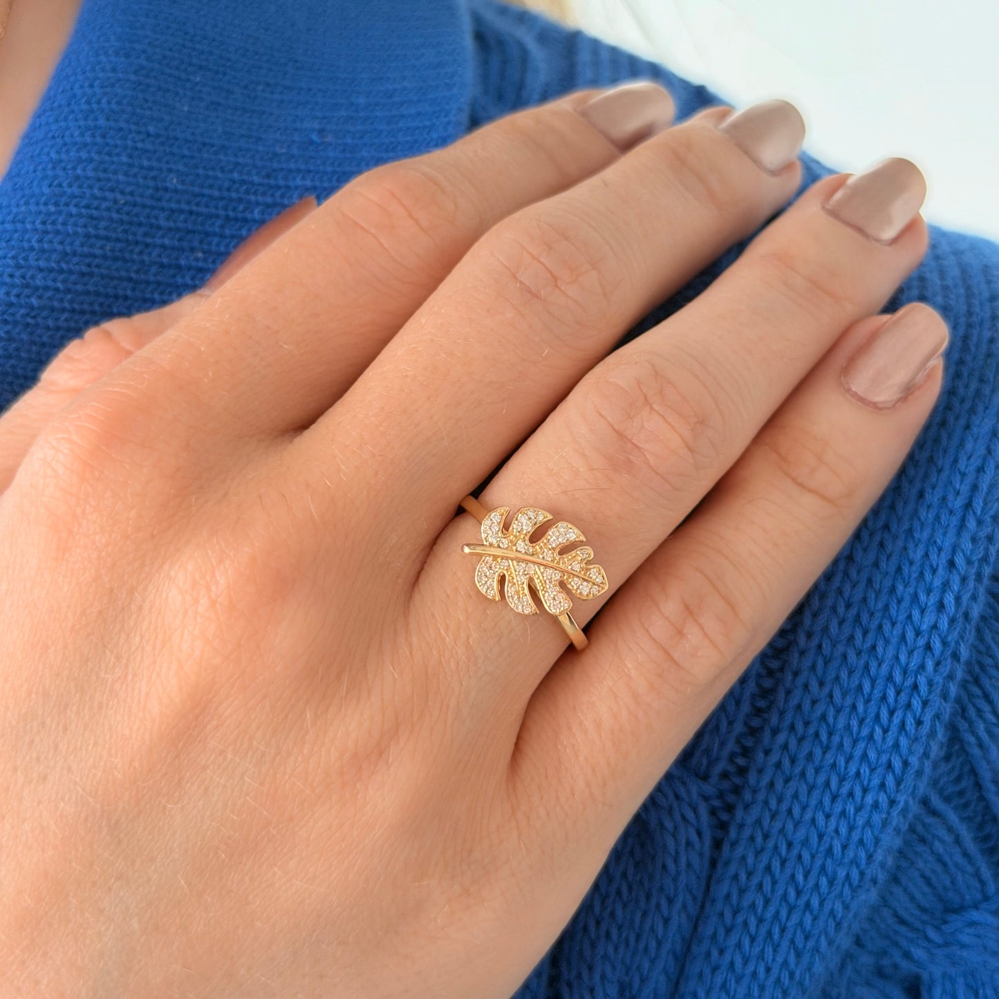 Monstera Ring in Diamond