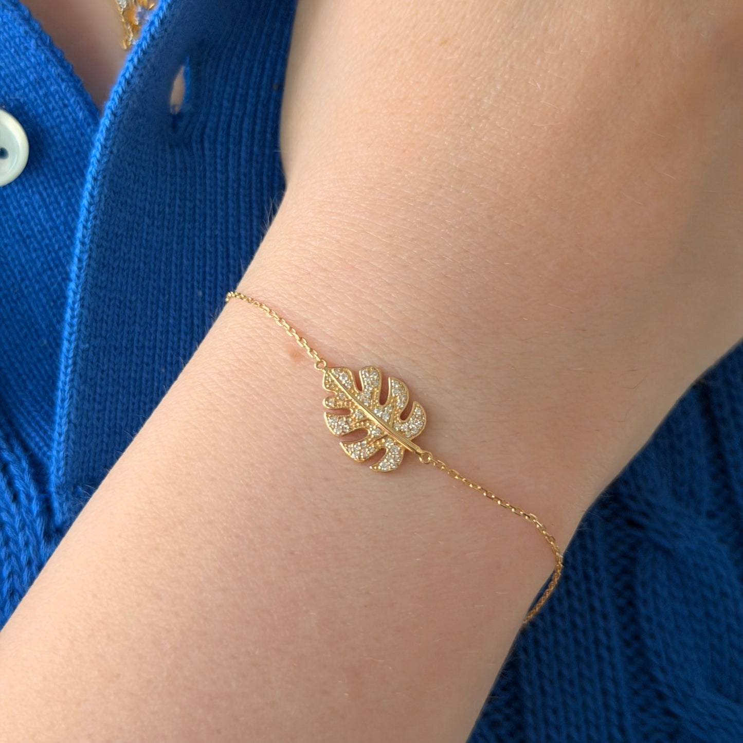 Monstera Bracelet in Diamond
