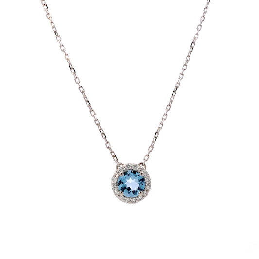 Elona Necklace in Diamond and Topaz - White Gold