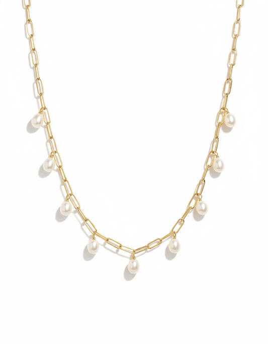Adore Clips Necklace in Freshwater Pearl - 18k Gold - Lynor