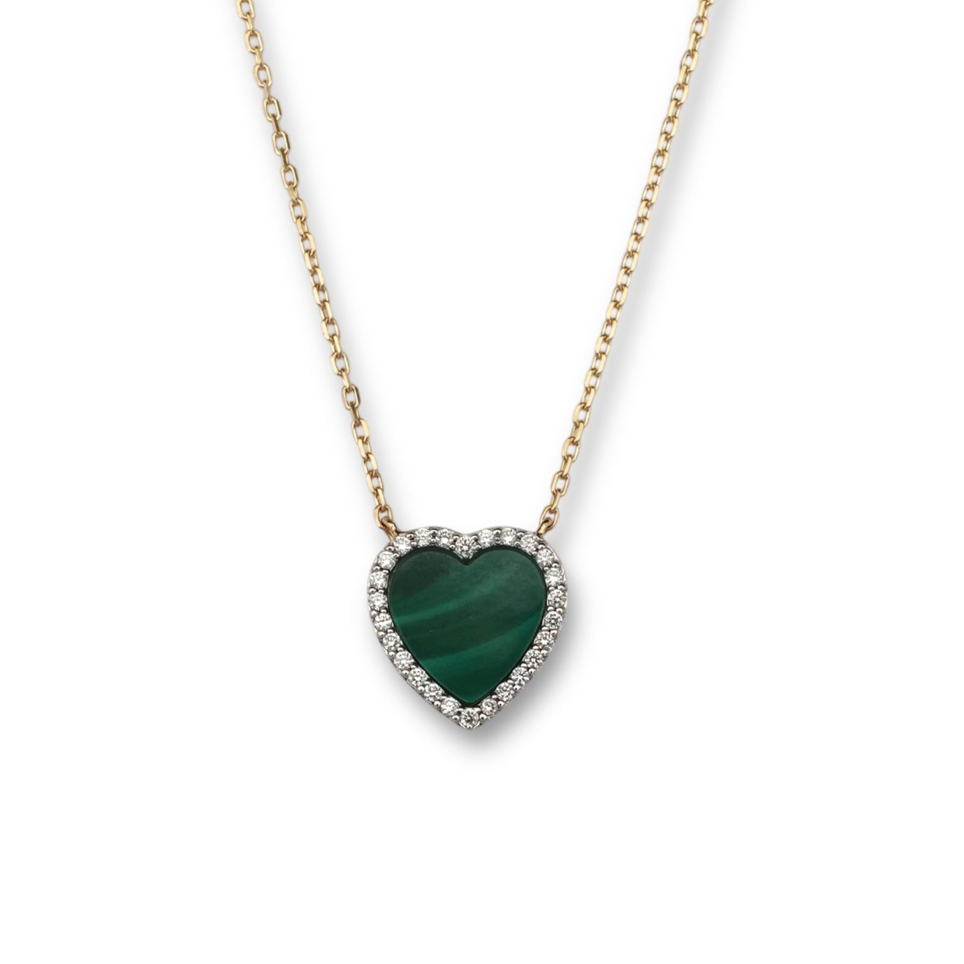Agathe Heart Necklace in Diamond & Malachite - 18k Gold - Lynor