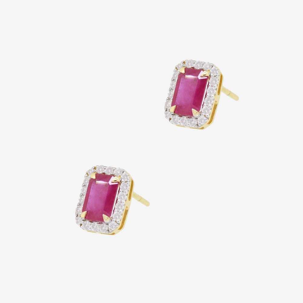 Annie Earrings in Diamond and Ruby - 18k Gold - Lynor