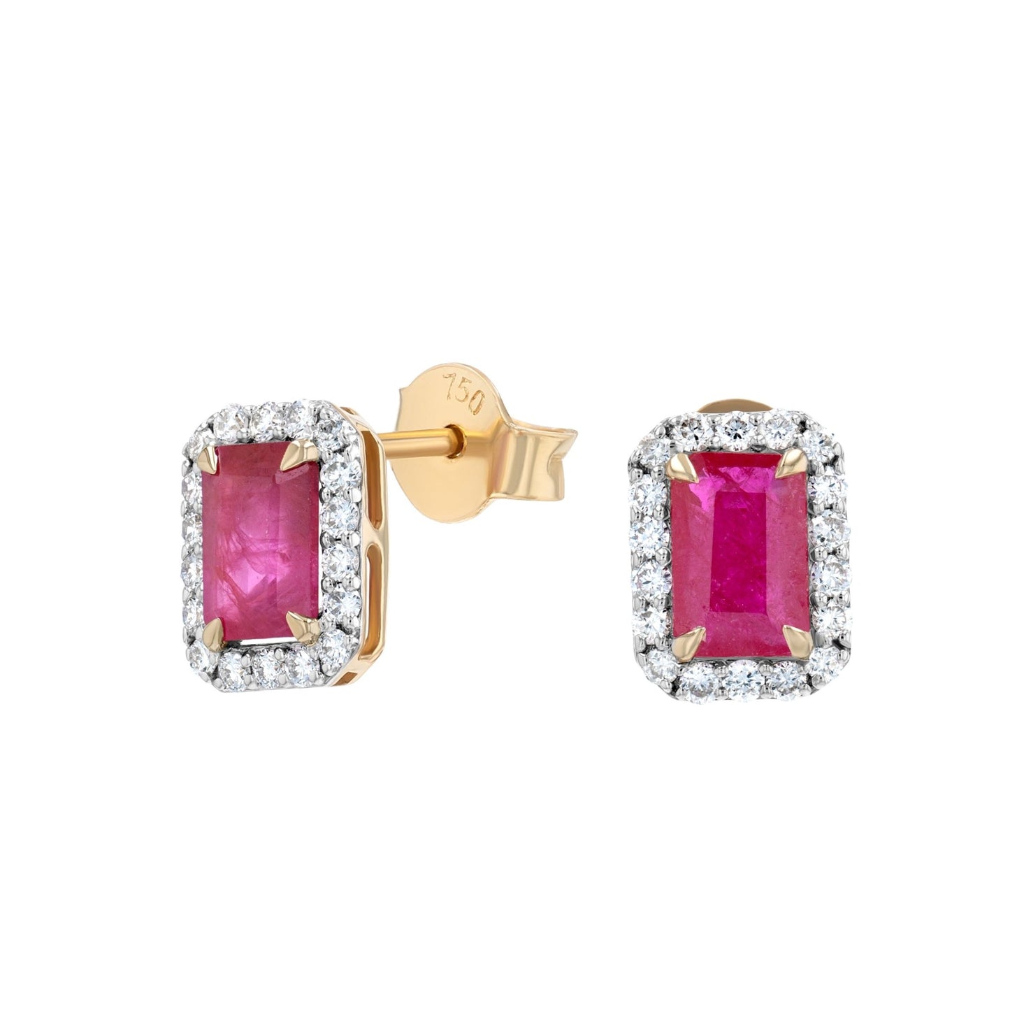 Annie Earrings in Diamond and Ruby - 18k Gold - Lynor