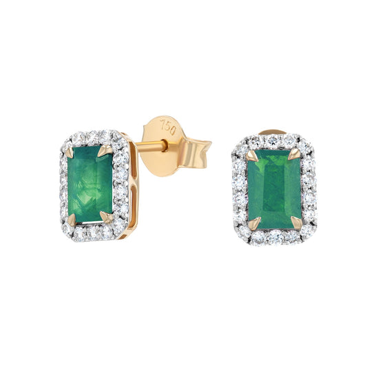 Annie Earrings in Emerald and Diamond - 18k Gold - Lynor