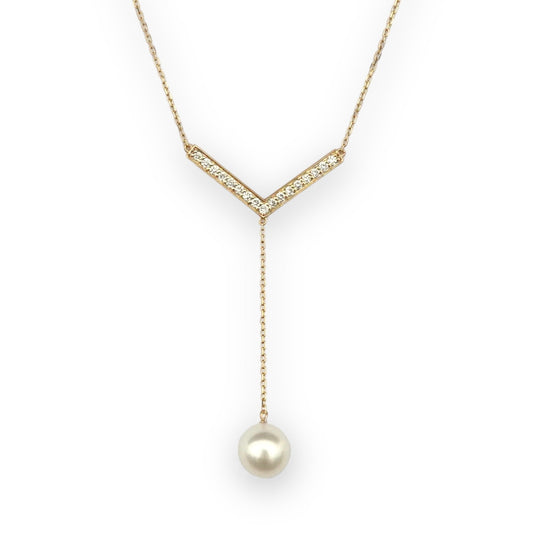 Arlene Necklace in Diamond and Pearl - 18k Gold - Lynor