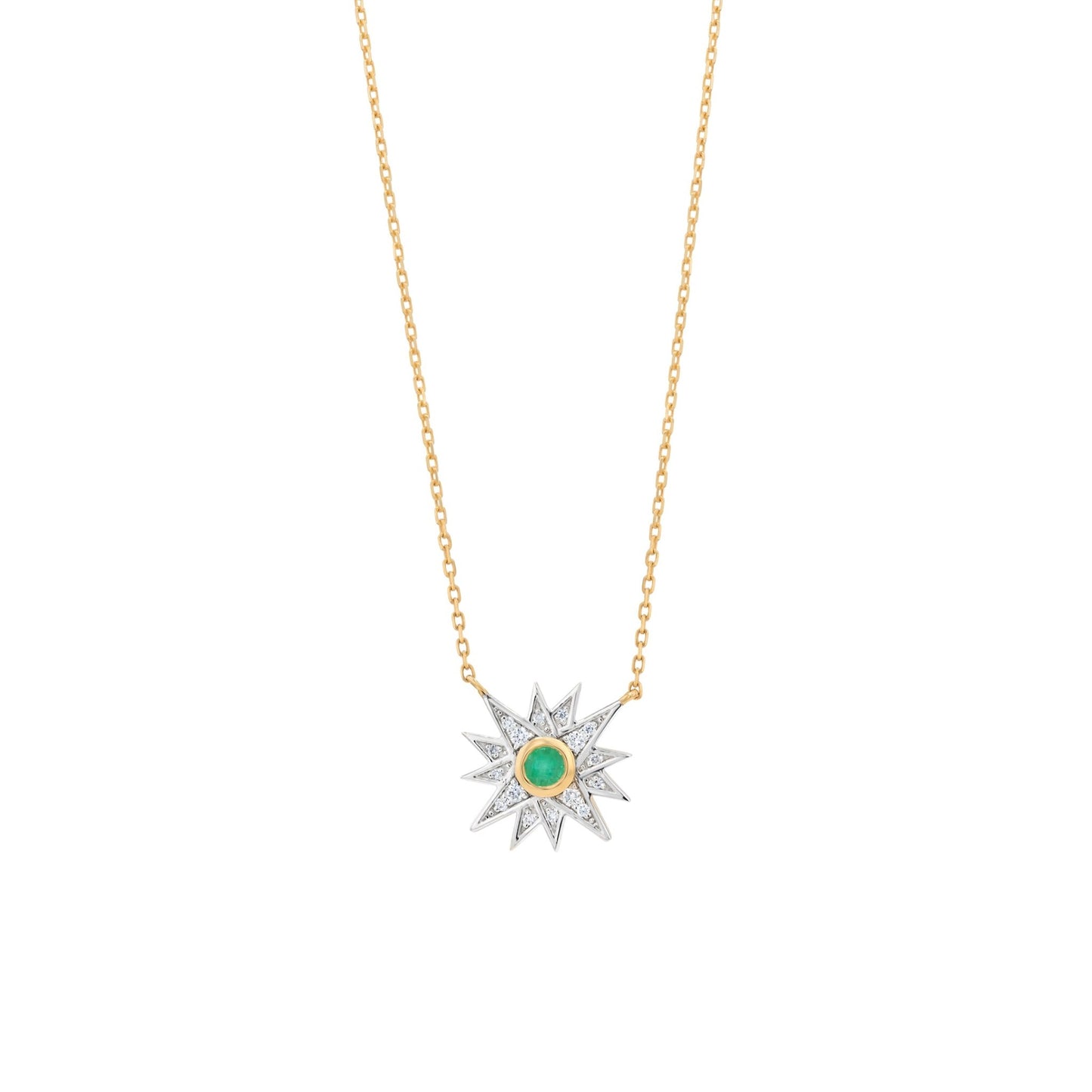 Astra Aura Necklace in Diamond and Emerald - 18k Gold - Lynor