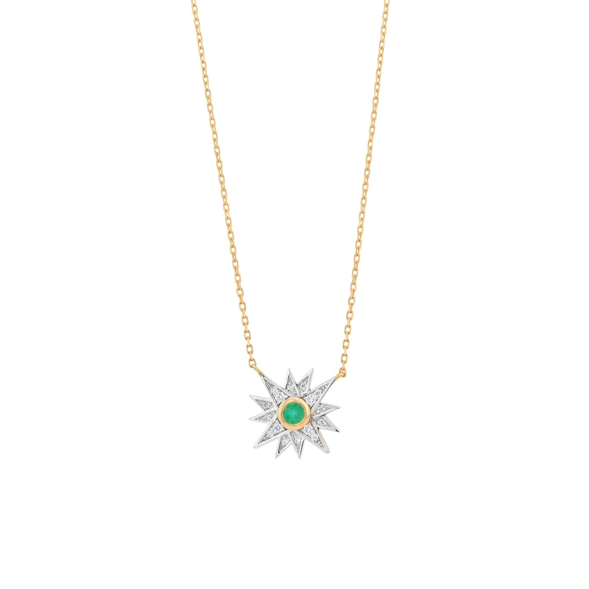 Astra Aura Necklace in Diamond and Emerald - 18k Gold - Lynor