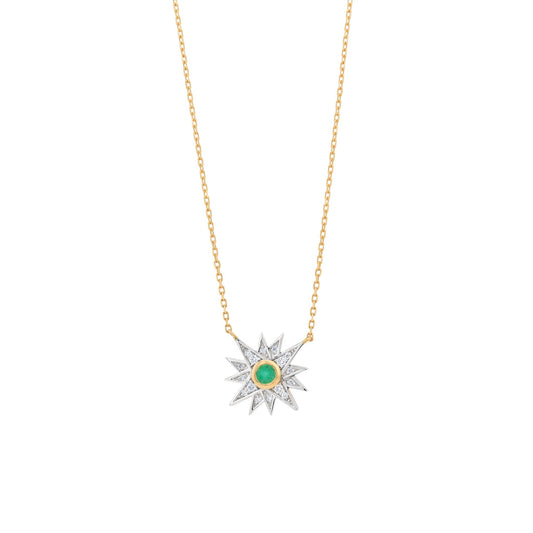 Astra Aura Necklace in Diamond and Emerald - 18k Gold - Lynor