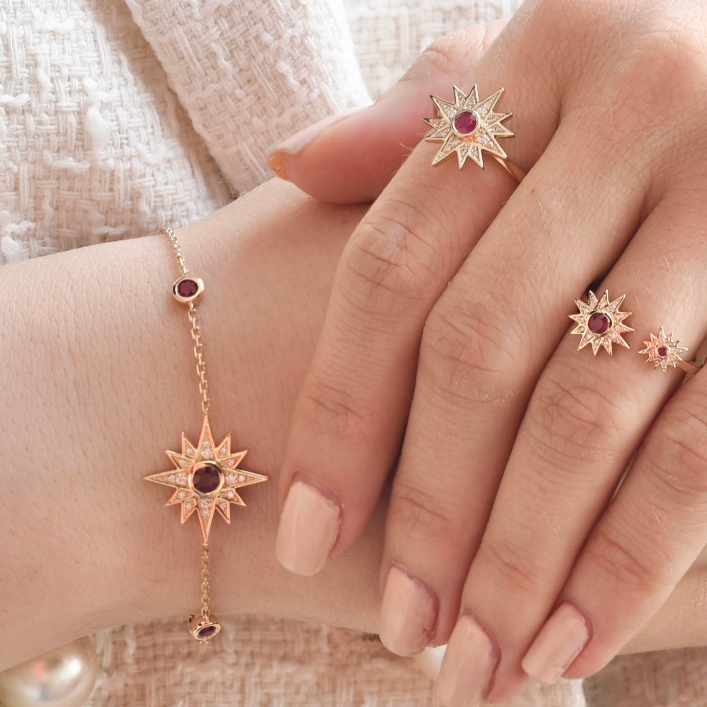 Astra Bracelet in Diamond and Ruby - 18k Gold - Lynor