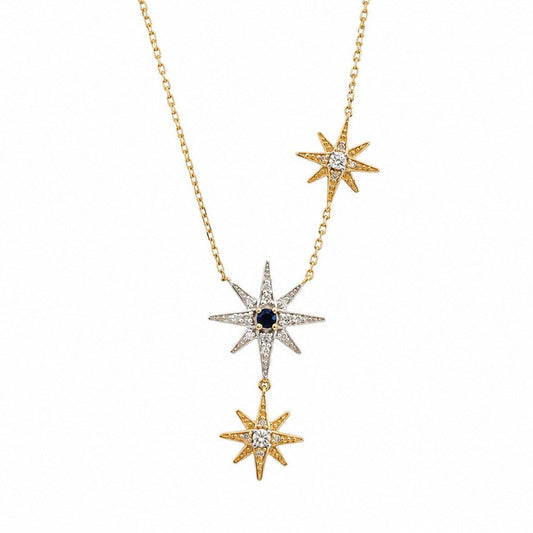 Astra Drop Necklace in Diamond and Sapphire - 18k Gold - Lynor