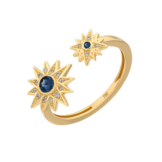 Astra Duo Ring in Diamond and Sapphire - 18k Gold - Lynor
