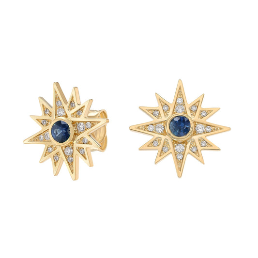 Astra Earrings in Diamond and Sapphire - 18k Gold - Lynor