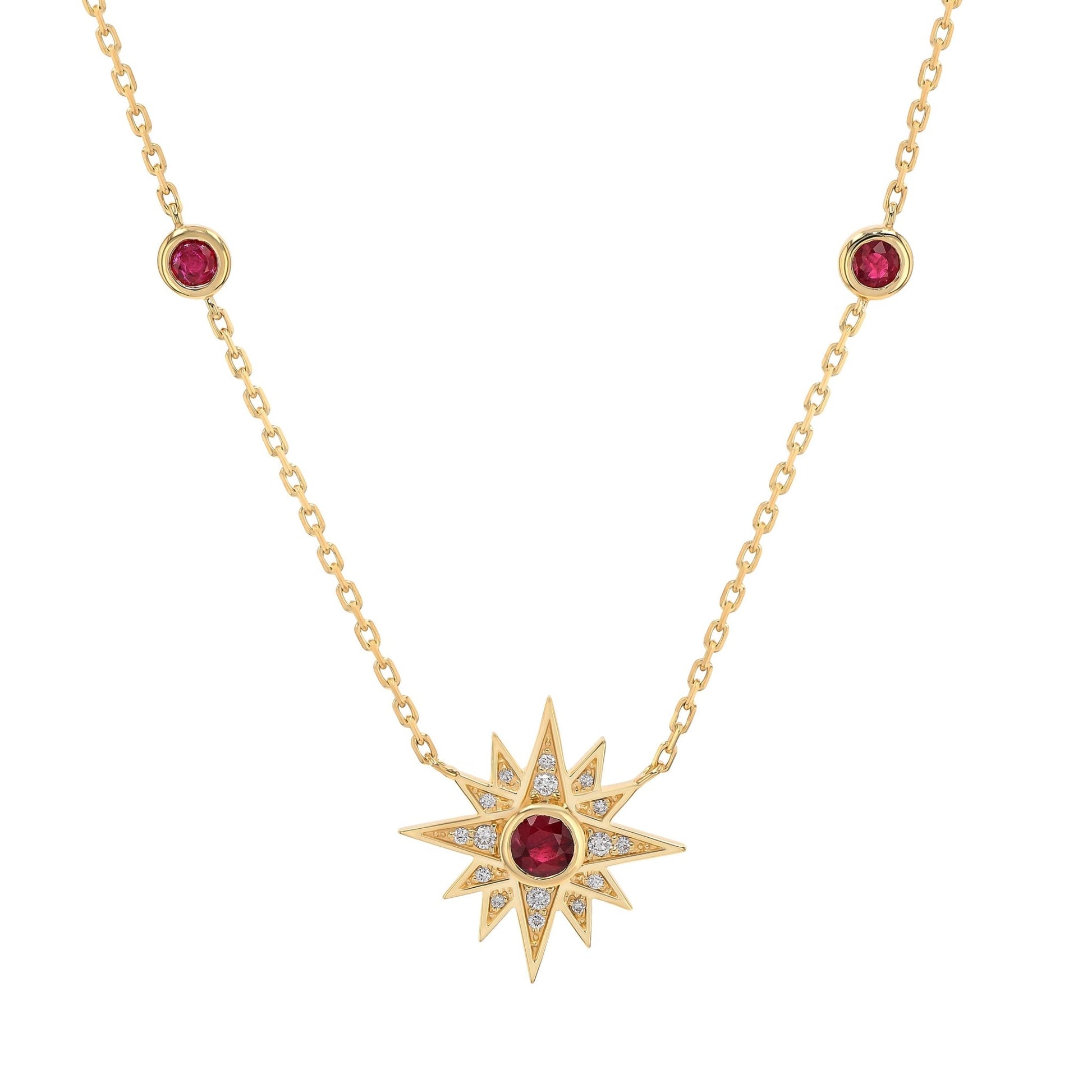 Astra Necklace in Diamond and Ruby - 18k Gold - Lynor