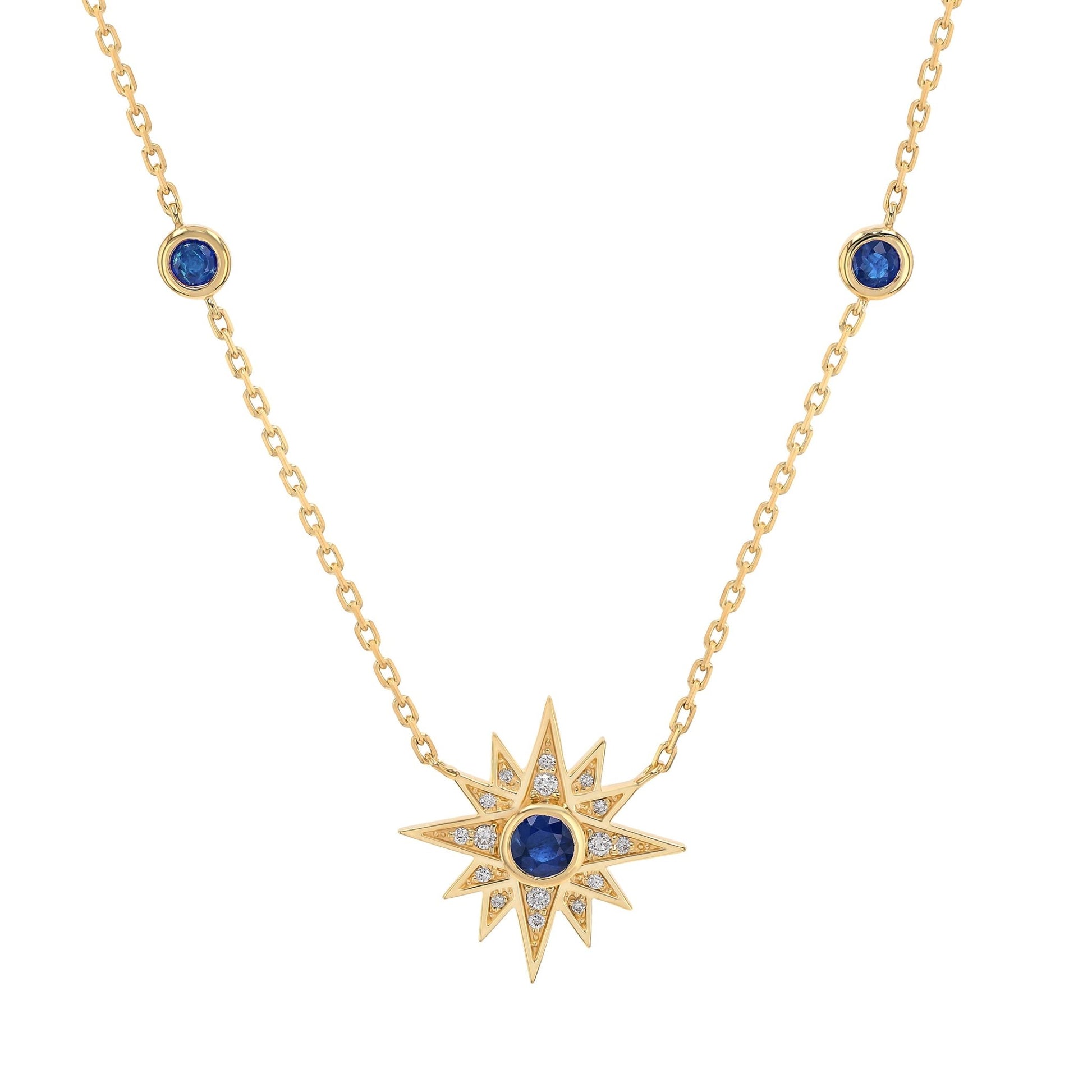 Astra Necklace in Diamond and Sapphire - 18k Gold - Lynor