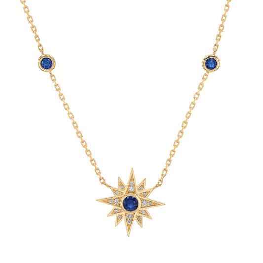 Astra Necklace in Diamond and Sapphire - 18k Gold - Lynor
