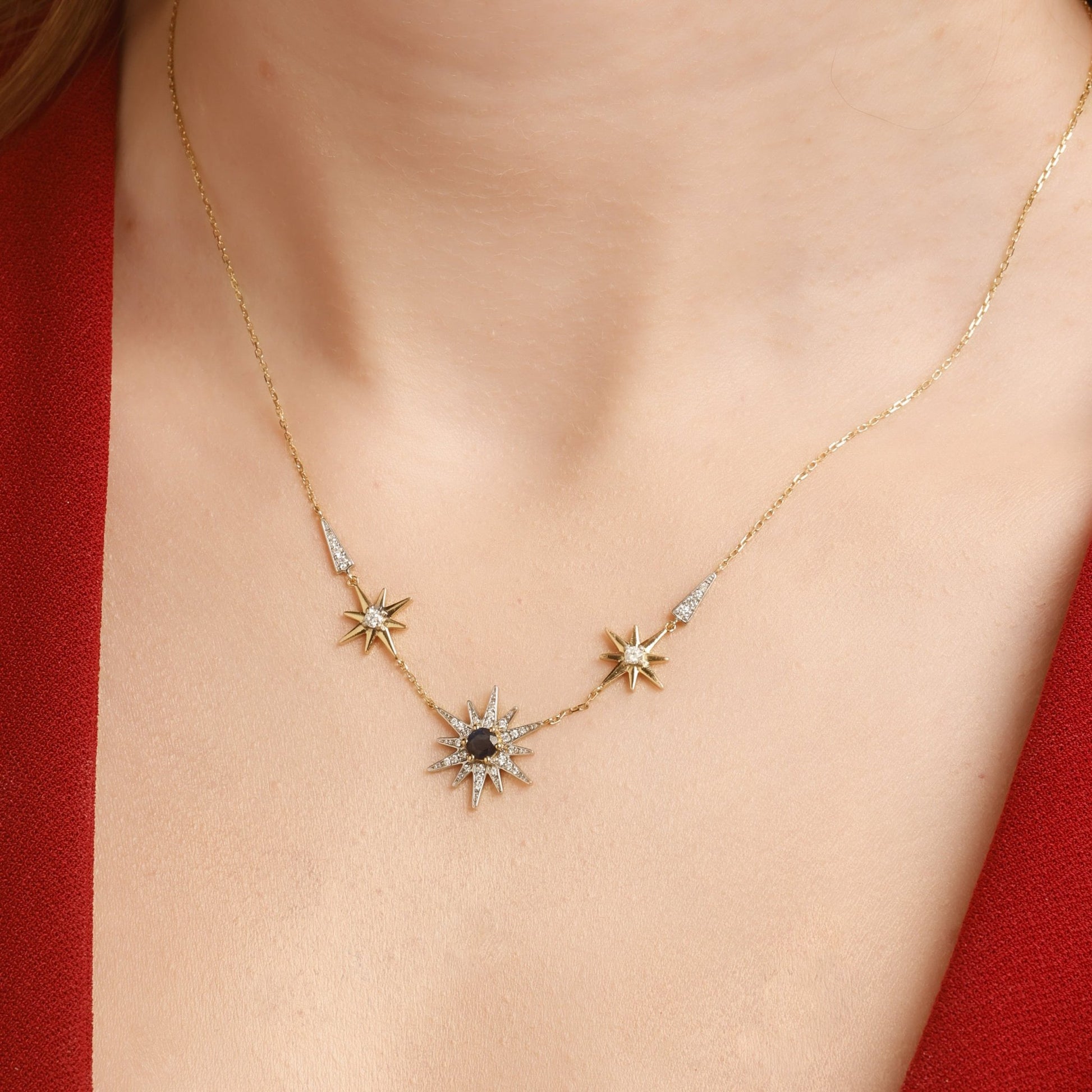 Astra Nova Necklace in Diamond and Sapphire - 18k Gold - Lynor
