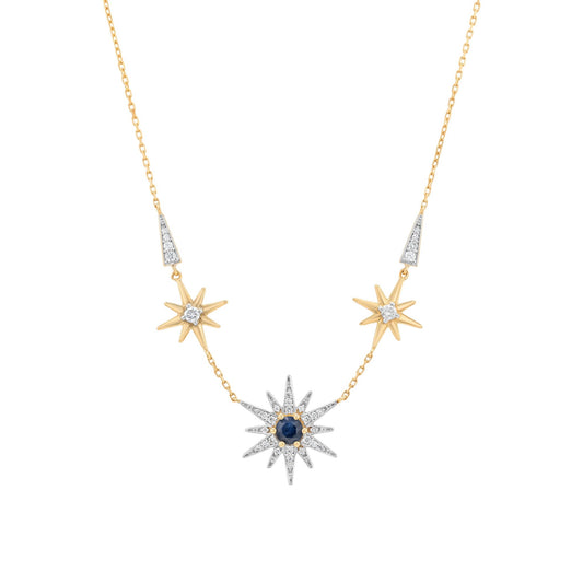 Astra Nova Necklace in Diamond and Sapphire - 18k Gold - Lynor