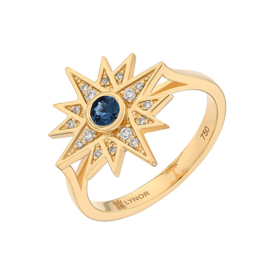 Astra Ring in Diamond and Sapphire - 18k Gold - Lynor