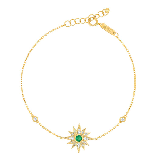 Astra Sol Bracelet in Diamond and Emerald - 18k Gold - Lynor
