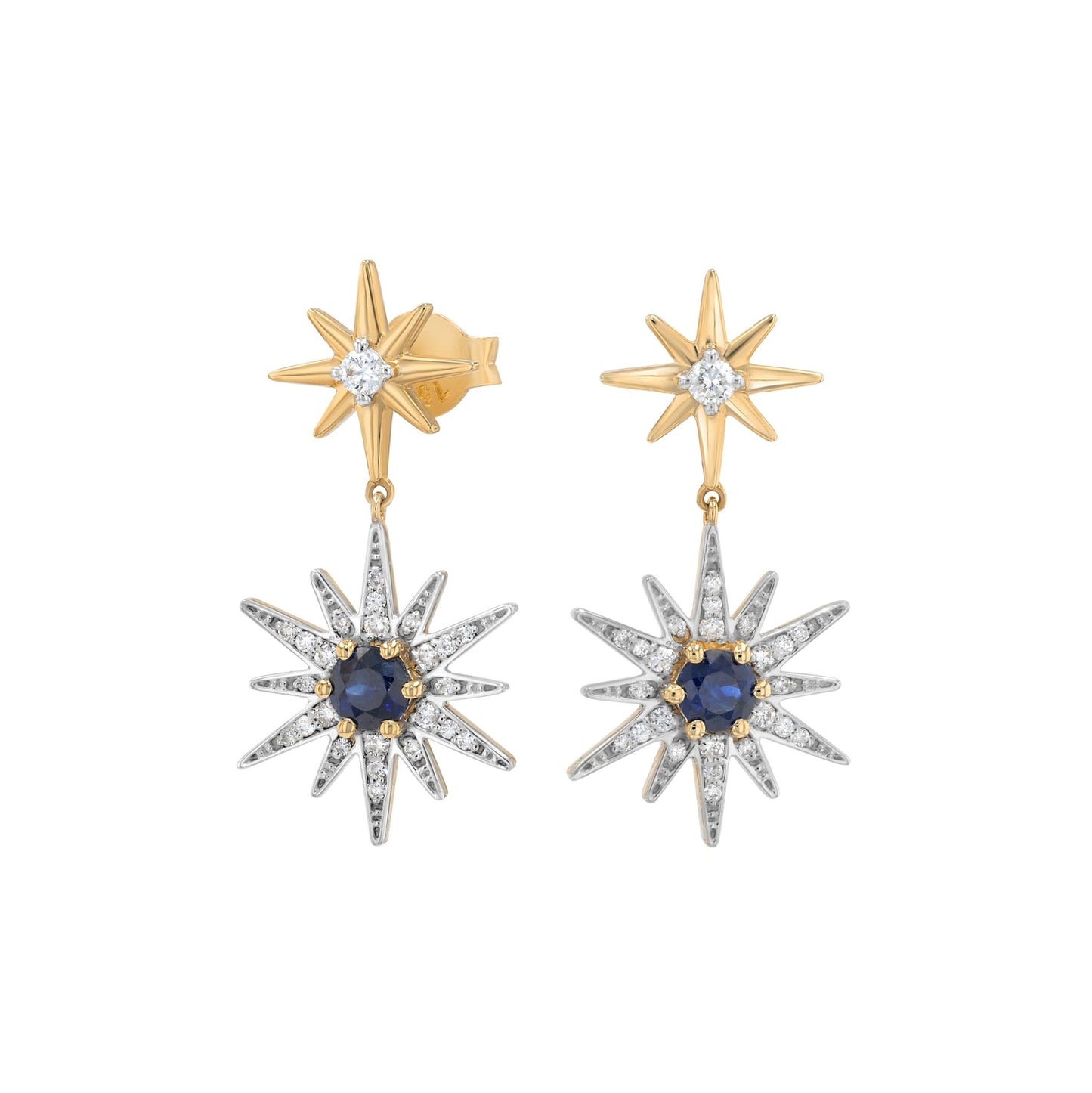 Astra Solis Earrings in Diamond and Sapphire - 18k Gold - Lynor