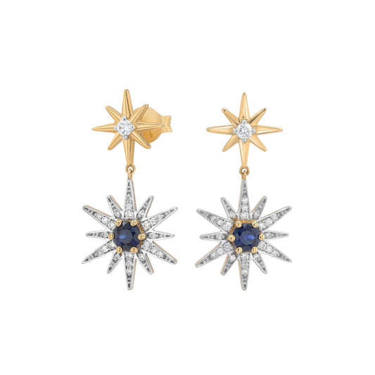 Astra Solis Earrings in Diamond and Sapphire - 18k Gold - Lynor