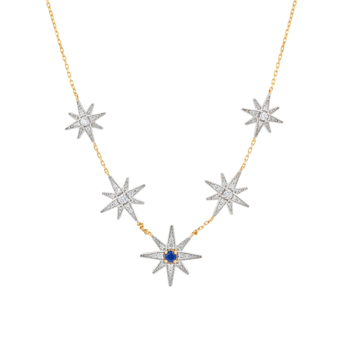 Astra Solis Necklace in Diamond and Sapphire - 18k Gold - Lynor