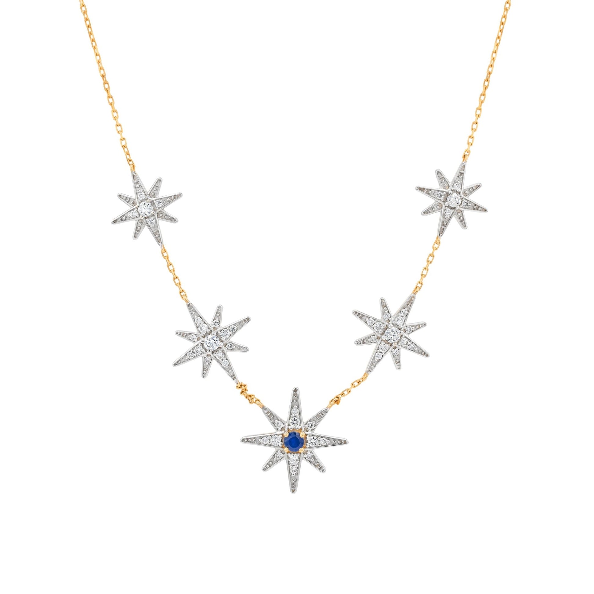 Astra Solis Necklace in Diamond and Sapphire - 18k Gold - Lynor