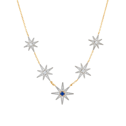 Astra Solis Necklace in Diamond and Sapphire - 18k Gold - Lynor