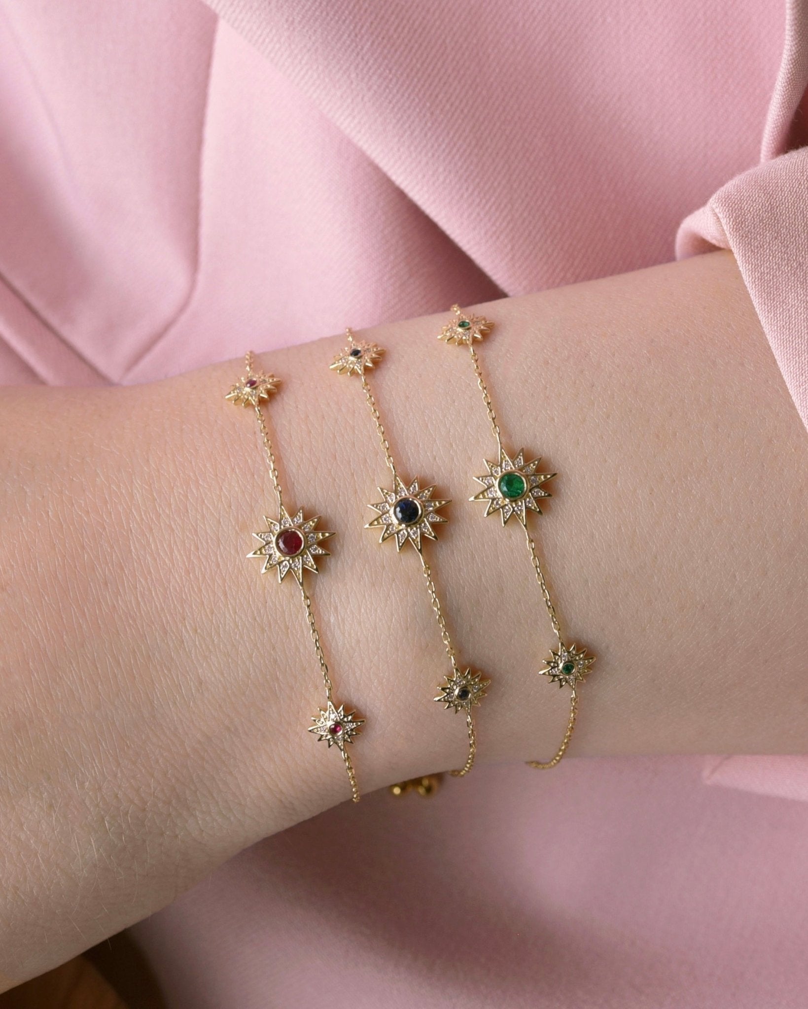Astra Trio Bracelet in Diamond and Emerald - 18k Gold - Lynor