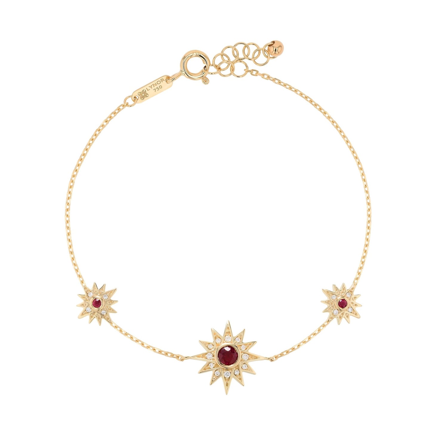 Astra Trio Bracelet in Diamond and Ruby - 18k Gold - Lynor